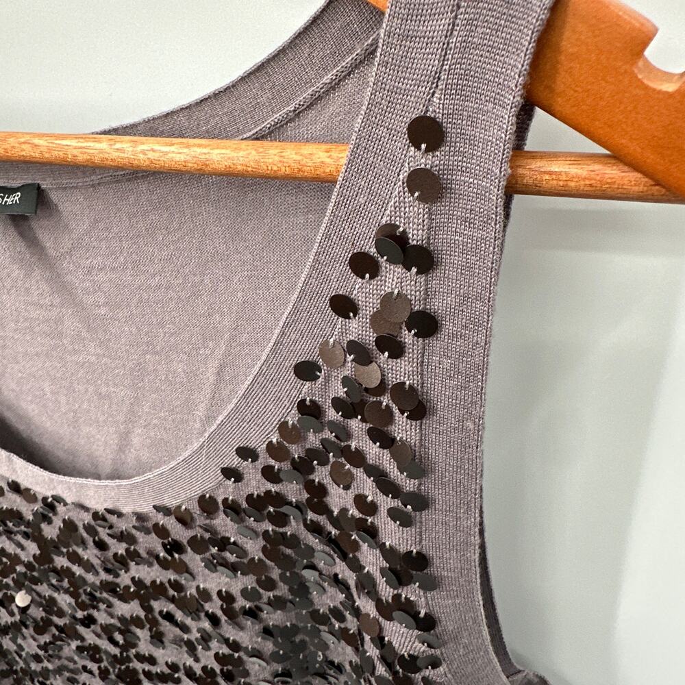 EILEEN FISHER Sequined Fine Merino Knit Lavender Sleeveless Sweater Top // XL - Picture 8 of 11